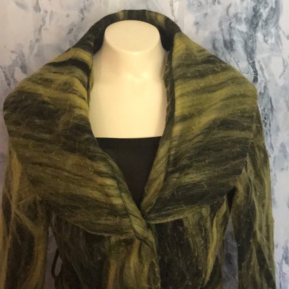 Linea Domani jacket blaszer fuzzy Wool blend lined front buttons Large - Picture 2 of 11